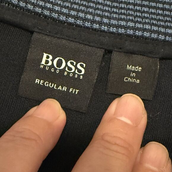 Hugo Boss Piceno 01 Mock Neck Snap Sweater Dark Navy Cotton Regular Fit M - Picture 6 of 9